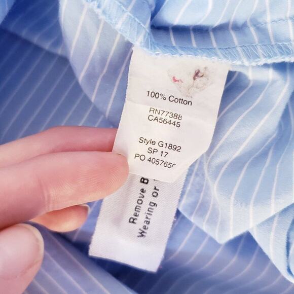 Madewell Striped Tie Sleeve Popover Tunic Blouse - Picture 9 of 9